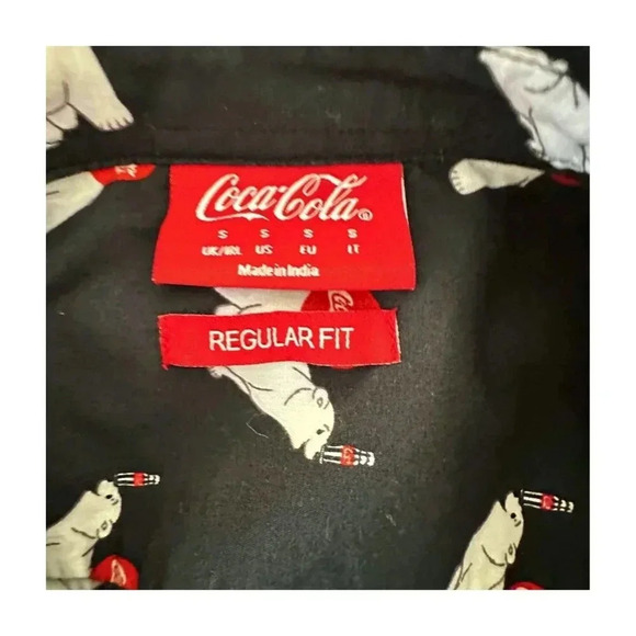 Coca-Cola Shirt Men Size S Black Red White Coke Logo Polar Bear Cotton - Picture 5 of 6